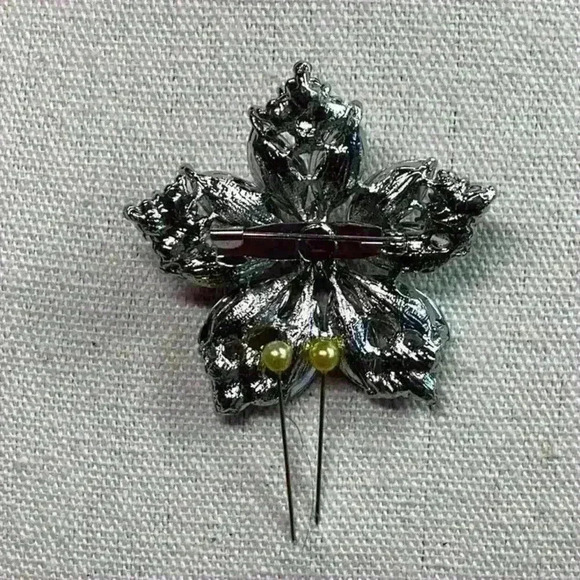 Rhinestone Glass Brooch Vintage 2x2 - Picture 2 of 2